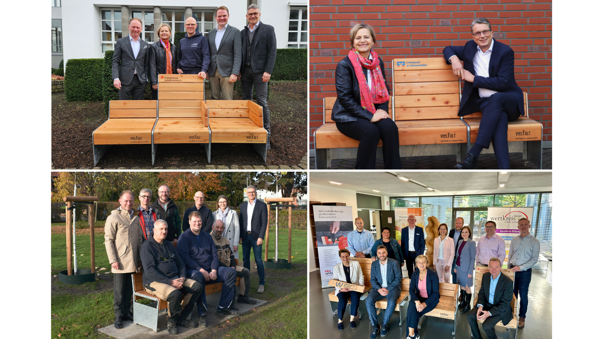 Bilder der Vielfaltsbänke, die schon aufgestellt wurden